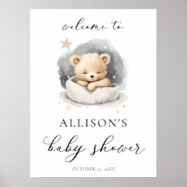 Póster Signo de bienvenida para bebé de oso de peluche ne