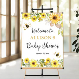 Póster Signo de bienvenida para bebes girasoles amarillos