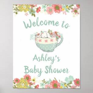 Póster Signo de bienvenida para conejito Baby Shower