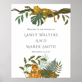 Póster Signo de bienvenida para el Boda animal safari tro