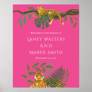 Póster Signo de bienvenida para el Boda animal safari tro