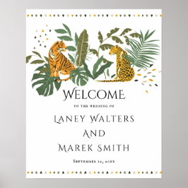 Póster Signo de bienvenida para el Boda animal safari tro