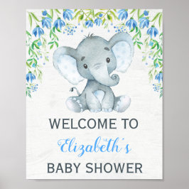 Póster Signo de bienvenida para elefante niño Baby Shower