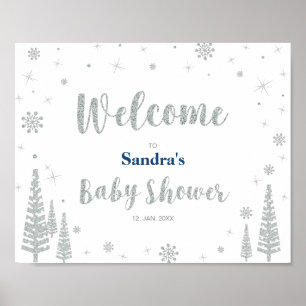 Póster Signo de bienvenida para invierno Baby Shower, Boy