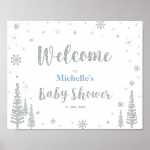 Póster Signo de bienvenida para invierno Baby Shower, Boy
