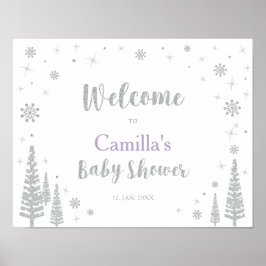 Póster Signo de bienvenida para invierno Baby Shower, Chi