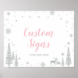 Póster Signo de bienvenida para invierno Baby Shower, Chi
