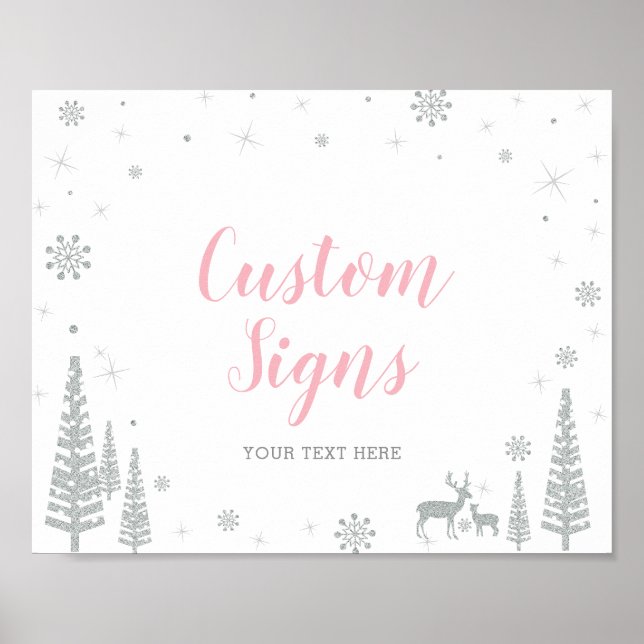 Póster Signo de bienvenida para invierno Baby Shower, Chi (Frente)