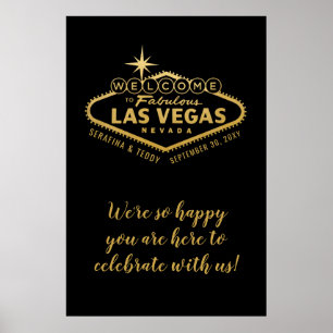 Póster Signo de bienvenida personalizado de Boda de Las V