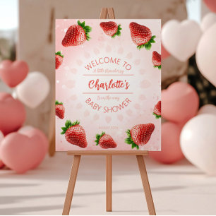 Póster Signo de bienvenida Poster Baby Shower Strawberry