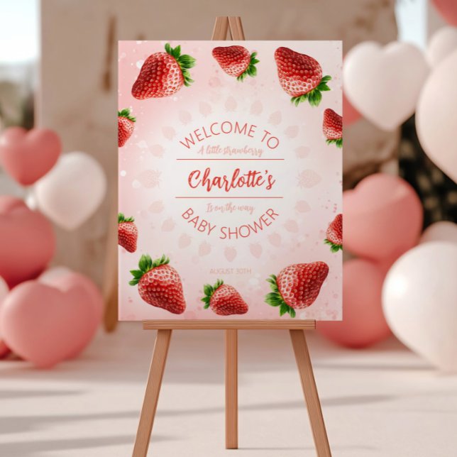 Póster Signo de bienvenida Poster Baby Shower Strawberry (Subido por el creador)
