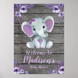 Póster Signo de bienvenida Poster elefante Rustic Purple