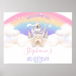 Póster Signo de bienvenida Princesa con arcoiris Pastel