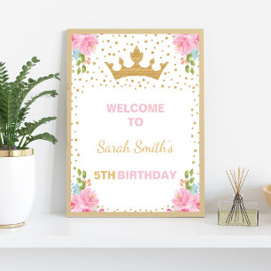 Póster Signo de bienvenida Princess, bienvenida a cumplea