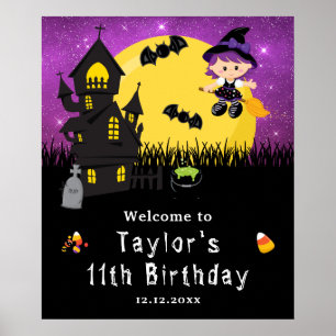 Póster Signo de bienvenida púrpura de cumpleaños de Hallo