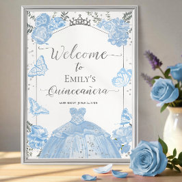 Póster Signo de bienvenida Quinceanera Duste Blue Vress F