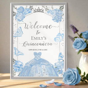 Póster Signo de bienvenida Quinceanera Duste Blue Vress F