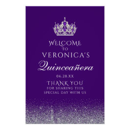 Póster Signo de bienvenida Quinceanera para Purpurina mor
