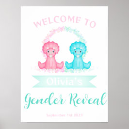Póster Signo de bienvenida reveladora de género de dinosa
