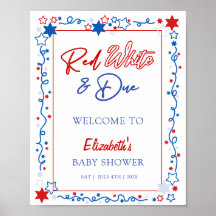Signo de bienvenida rojo blanco y debido a Baby Sh