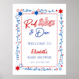 Póster Signo de bienvenida rojo blanco y debido a Baby Sh
