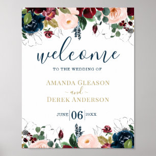 Póster Signo de bienvenida romántico Boda
