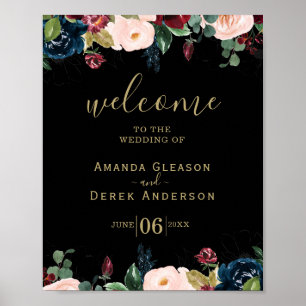 Póster Signo de bienvenida romántico Boda