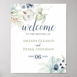 Póster Signo de bienvenida romántico Boda