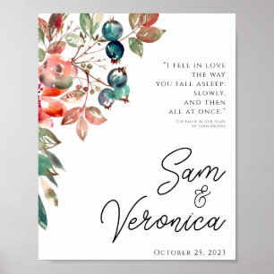 Póster Signo de bienvenida romántico Boda de Rubor Mauve