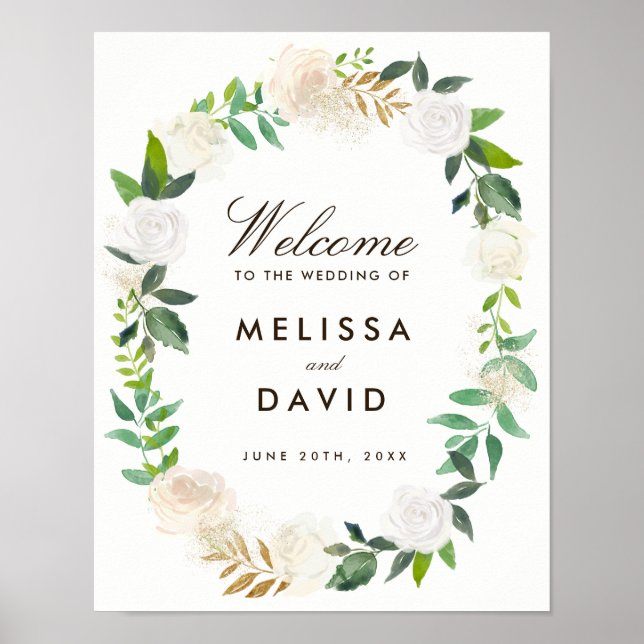 Póster Signo de bienvenida romántico Boda de Woodland (Frente)