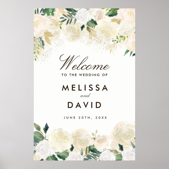 Póster Signo de bienvenida romántico Boda de Woodland (24 (Frente)