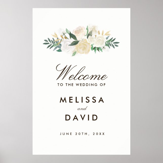 Póster Signo de bienvenida romántico Boda de Woodland (24 (Frente)