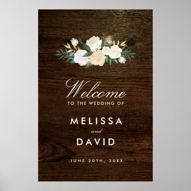 Póster Signo de bienvenida romántico Boda de Woodland (24 (Frente)