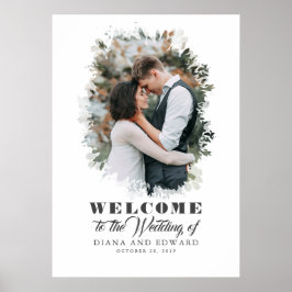 Póster Signo de bienvenida romántico Boda fotográfico