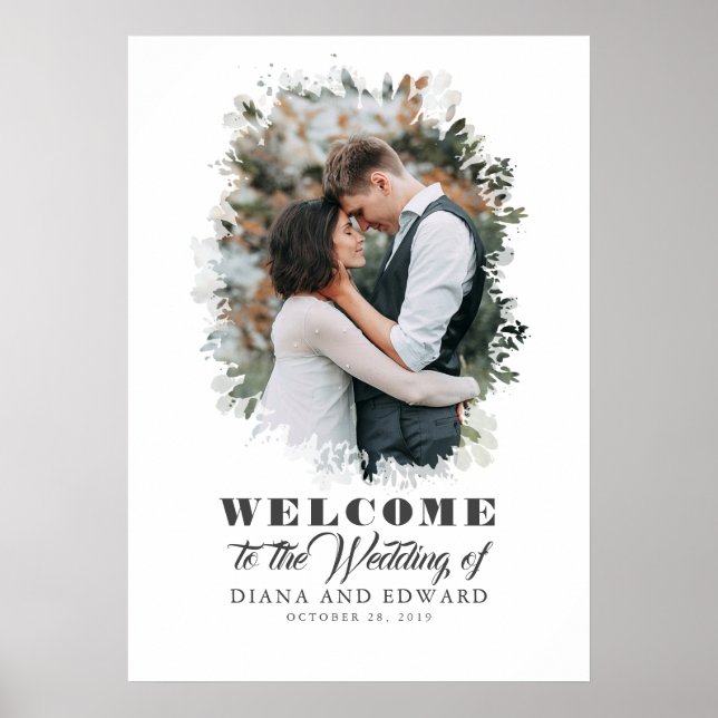 Póster Signo de bienvenida romántico Boda fotográfico (Frente)