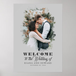 Póster Signo de bienvenida romántico Boda fotográfico