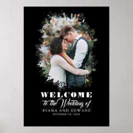 Póster Signo de bienvenida romántico Boda fotográfico
