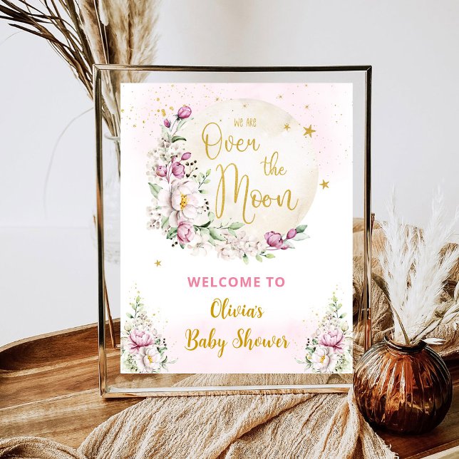 Póster Signo de bienvenida rosa de la luna floral (Subido por el creador)