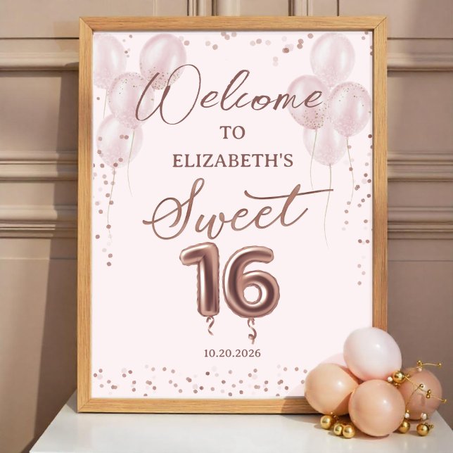 Póster Signo de bienvenida rosada de 16 globos de Rosa Re (Subido por el creador)