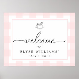 Póster Signo de bienvenida rosada de Gingham para Rocks H