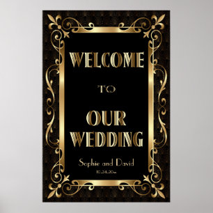 Póster Signo de bienvenida Royal Roaring 20's Gold Art De