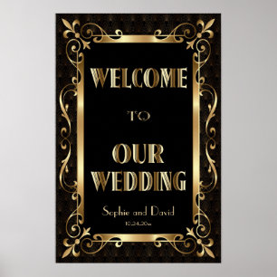 Póster Signo de bienvenida Royal Roaring 20's Gold Art De