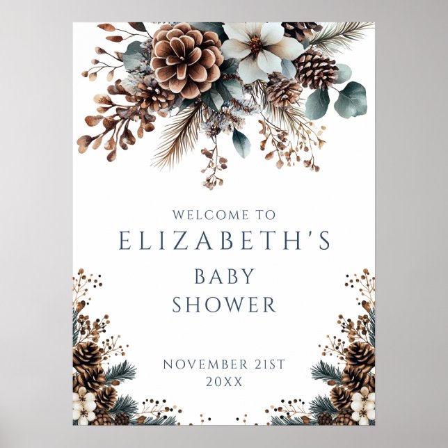 Póster Signo de bienvenida rustica de Baby Shower para in (Frente)