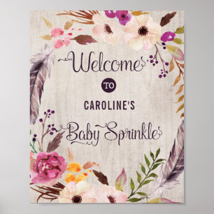 Póster Signo de bienvenida rustica de Boho floral - Espol