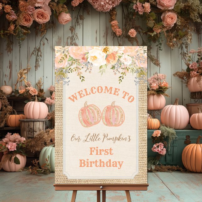 Póster Signo de bienvenida Rústica floral de calabaza (Subido por el creador)