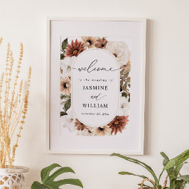 Póster Signo de bienvenida rustica neutra de Boho floral