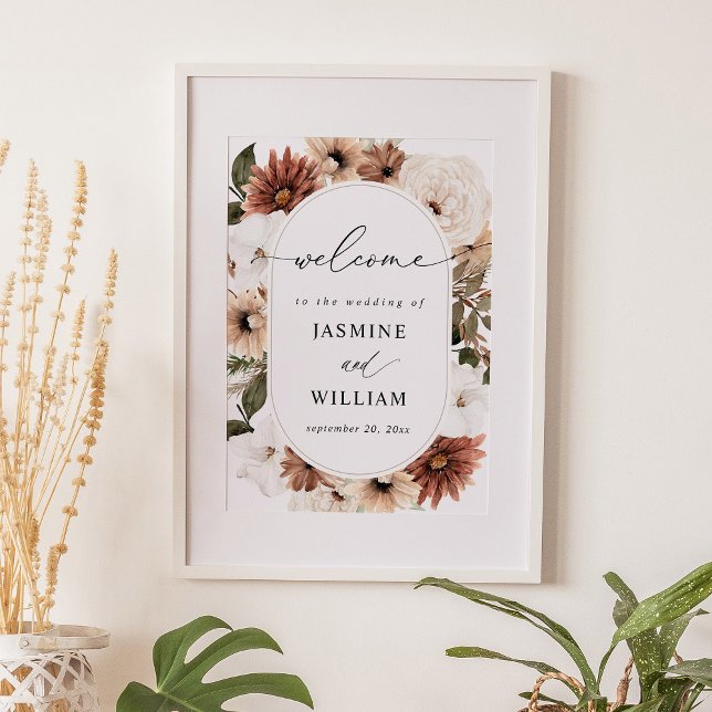 Póster Signo de bienvenida rustica neutra de Boho floral (Subido por el creador)