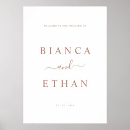 Póster Signo de bienvenida simple del Boda | Oro blanco y