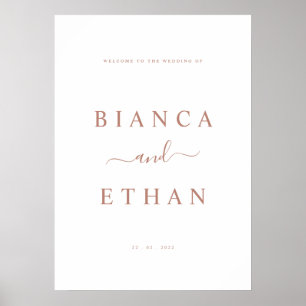 Póster Signo de bienvenida simple del Boda   Oro blanco y