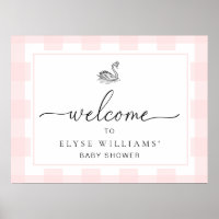 Signo de bienvenida Swan Pink Gingham